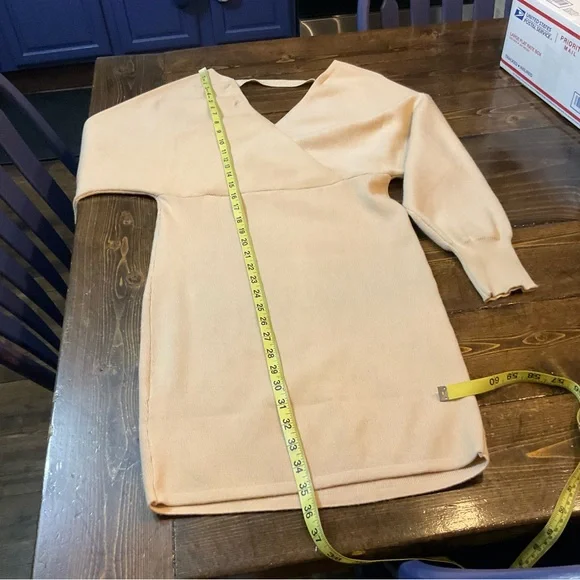 Altar’d state Elegant Tan Wrap Dress - Picture 8 of 8